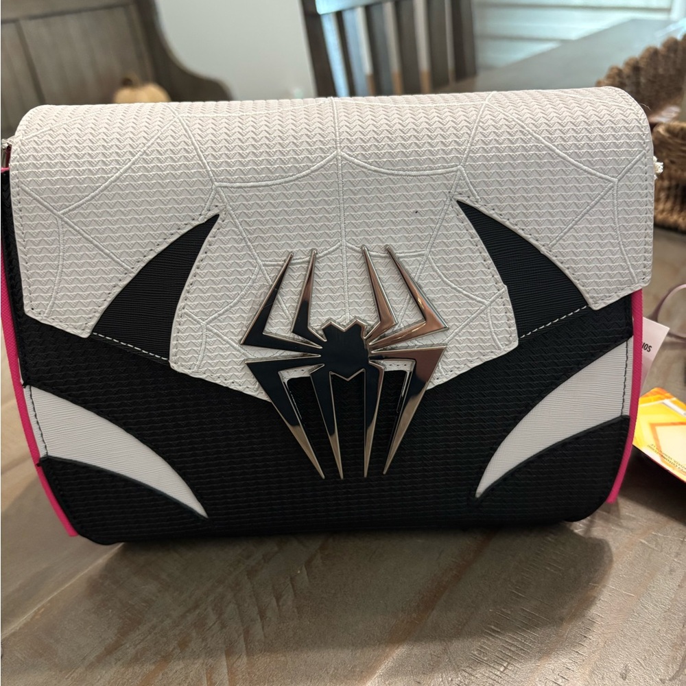 Spider-Man Themed Black and White Crossbody Bag